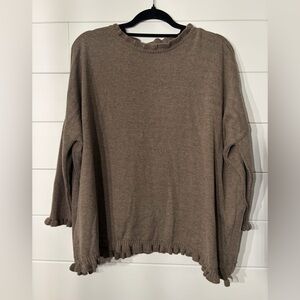 Mersea Taupe Catalina Cotton Ruffley Sweater